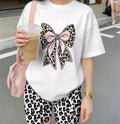 Leopard Print Bow Top & Shorts