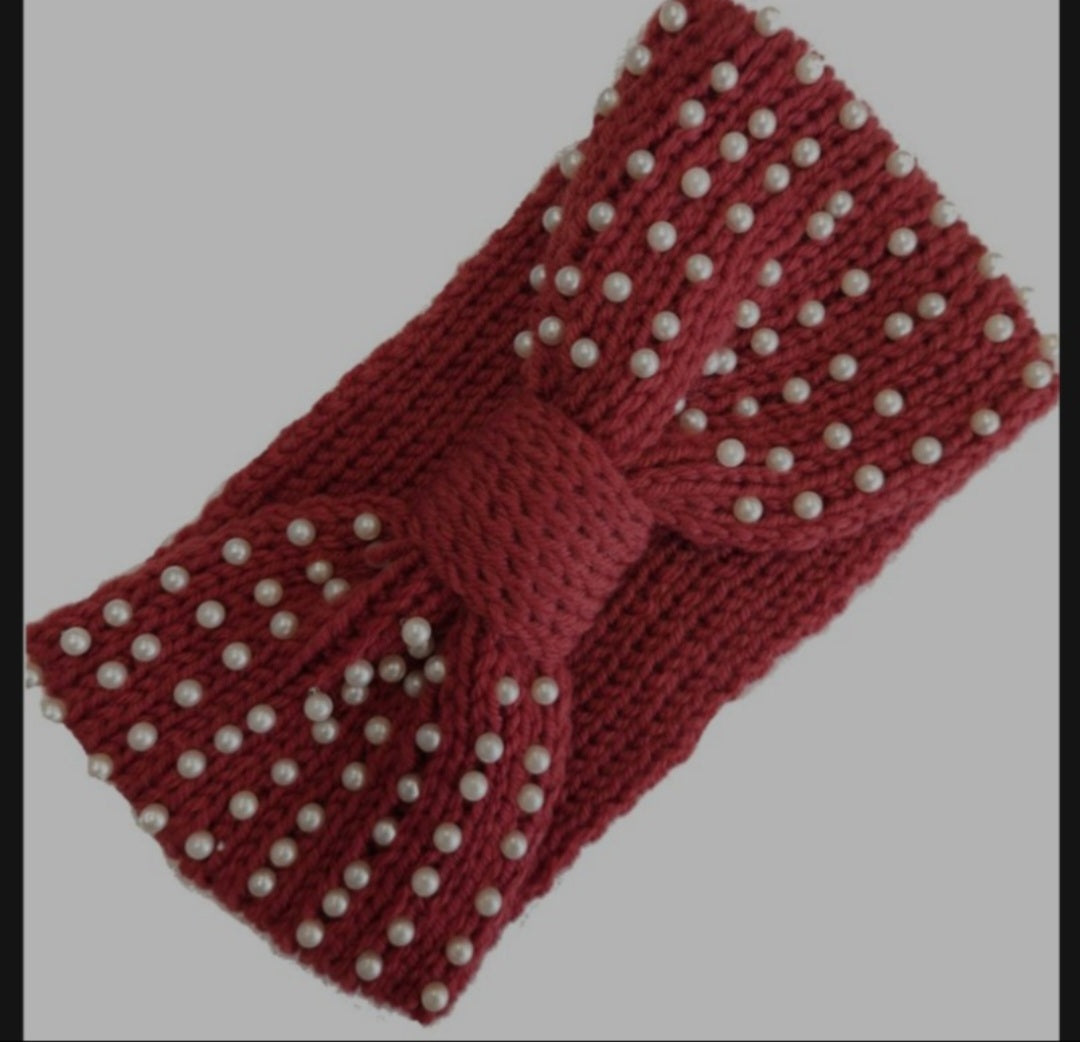 Winter Red Pearl Headband