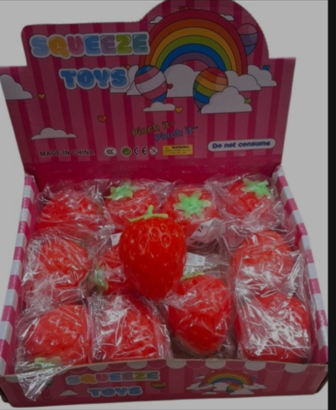 Squishy Strawberry Squeeze Toys — Pack of 2