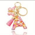 Initial Letter Keyring — Pink Butterfly & Confetti