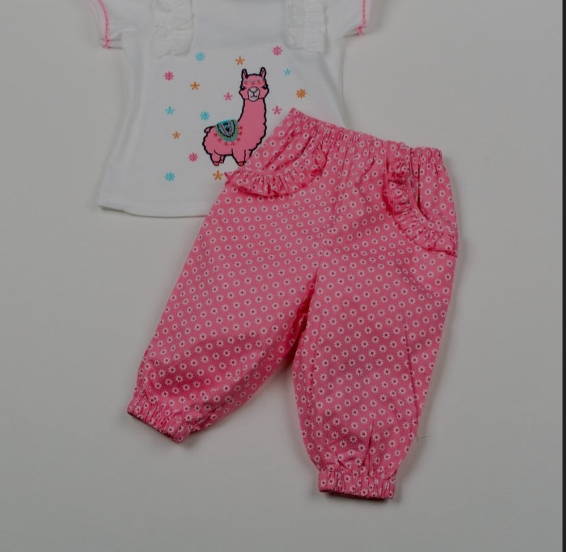 Baby Girls Llama Top and Trouser Set