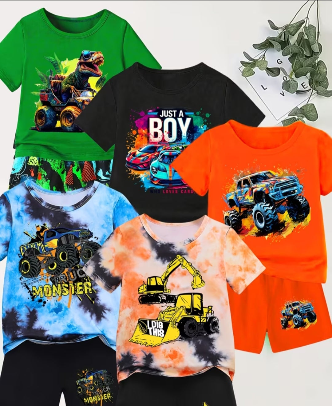 Boys Top & Shorts Set - 5 Pack