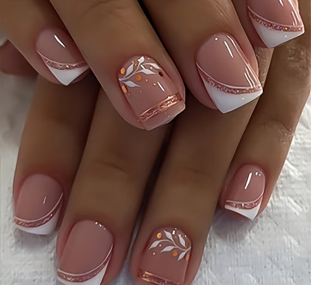 Pink Glitter Press On Nails