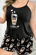 I Love Coffee Plus Size Strap Top & Shorts Pyjama Set