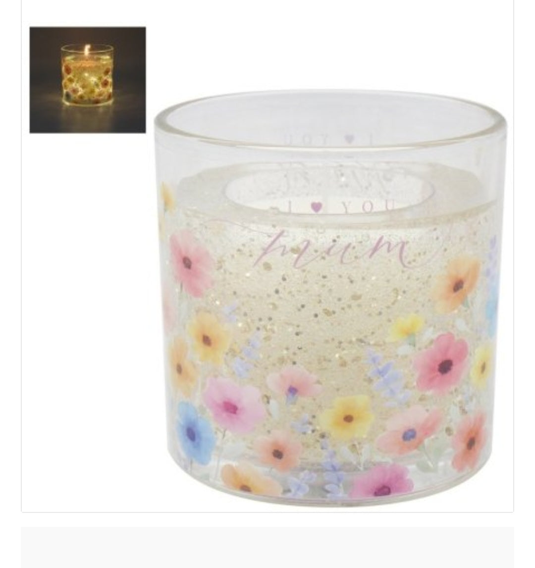 Flower Glitter Mum Candle