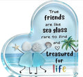 True Friends Sea Glass Heart Plaque