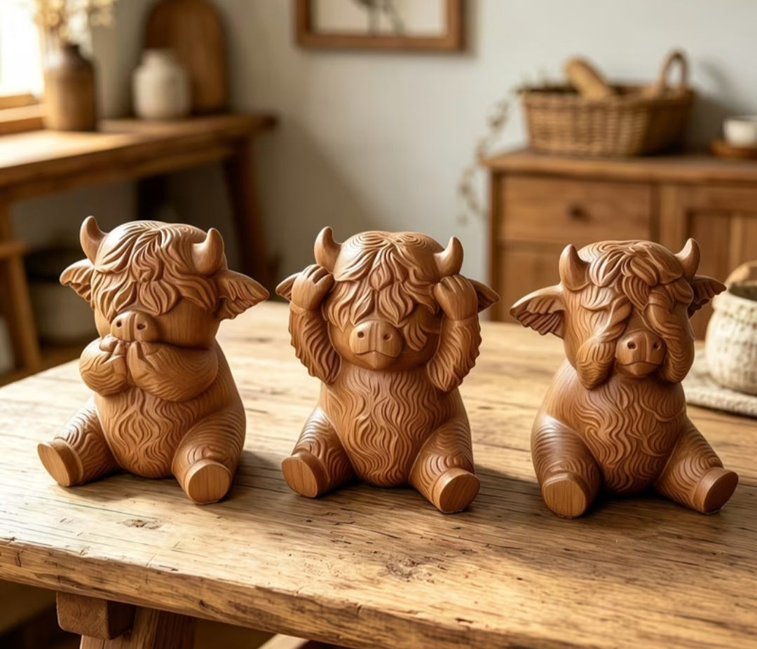 Highland Cow Figurines - Set of 3