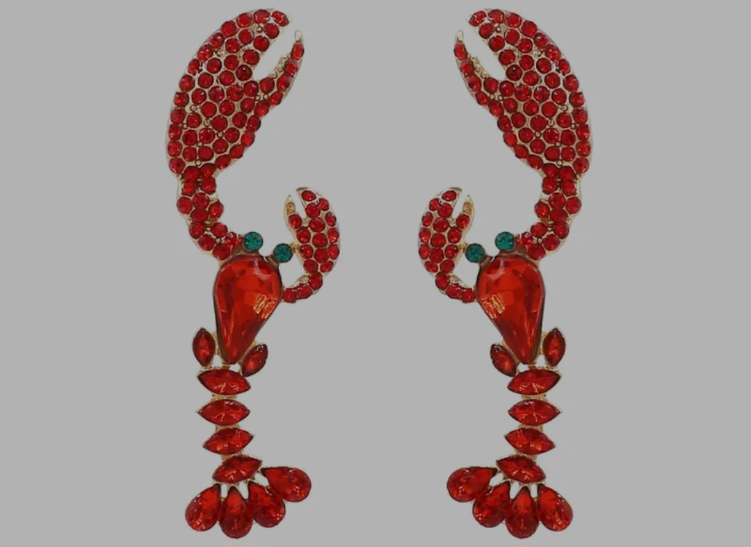 Lobster Crystal Drop Earrings