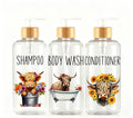 Highland Cow Pump Bottle Set – Shampoo, Body Wash & Conditioner
