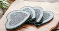 Crushed Diamond Heart Coasters - Set of 4