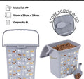 Dog print pet food storage container 6L with scoop and carry handle