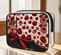 Ladybird print clear cosmetic bag with red bow detail