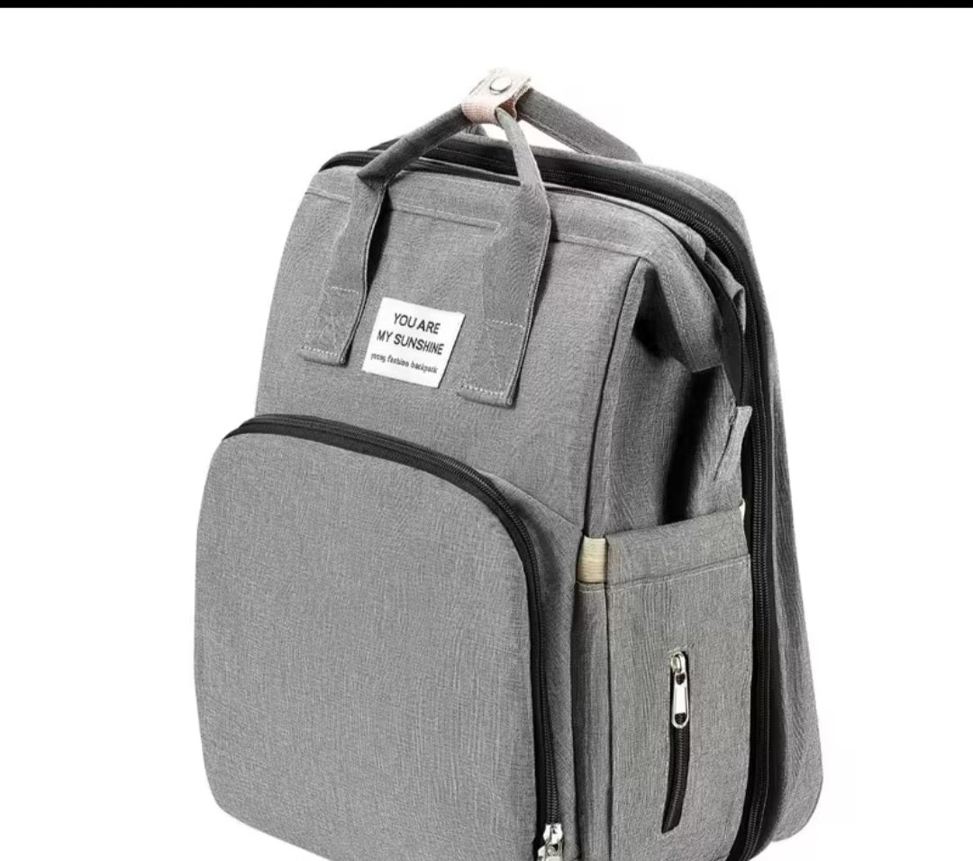 You Are My Sunshine Large Changing Backpack — Grey