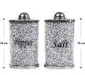 Crushed diamond crystal salt and pepper shaker set with chrome lids, 12cm tall