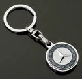Mercedes-Benz logo keyring with silver star emblem and black enamel detail