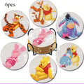 Set of 6 Winnie the Pooh diamond art coasters with metal stand