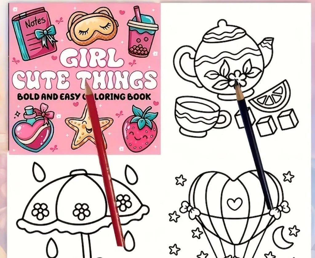 Girl Cute Things Colouring Book