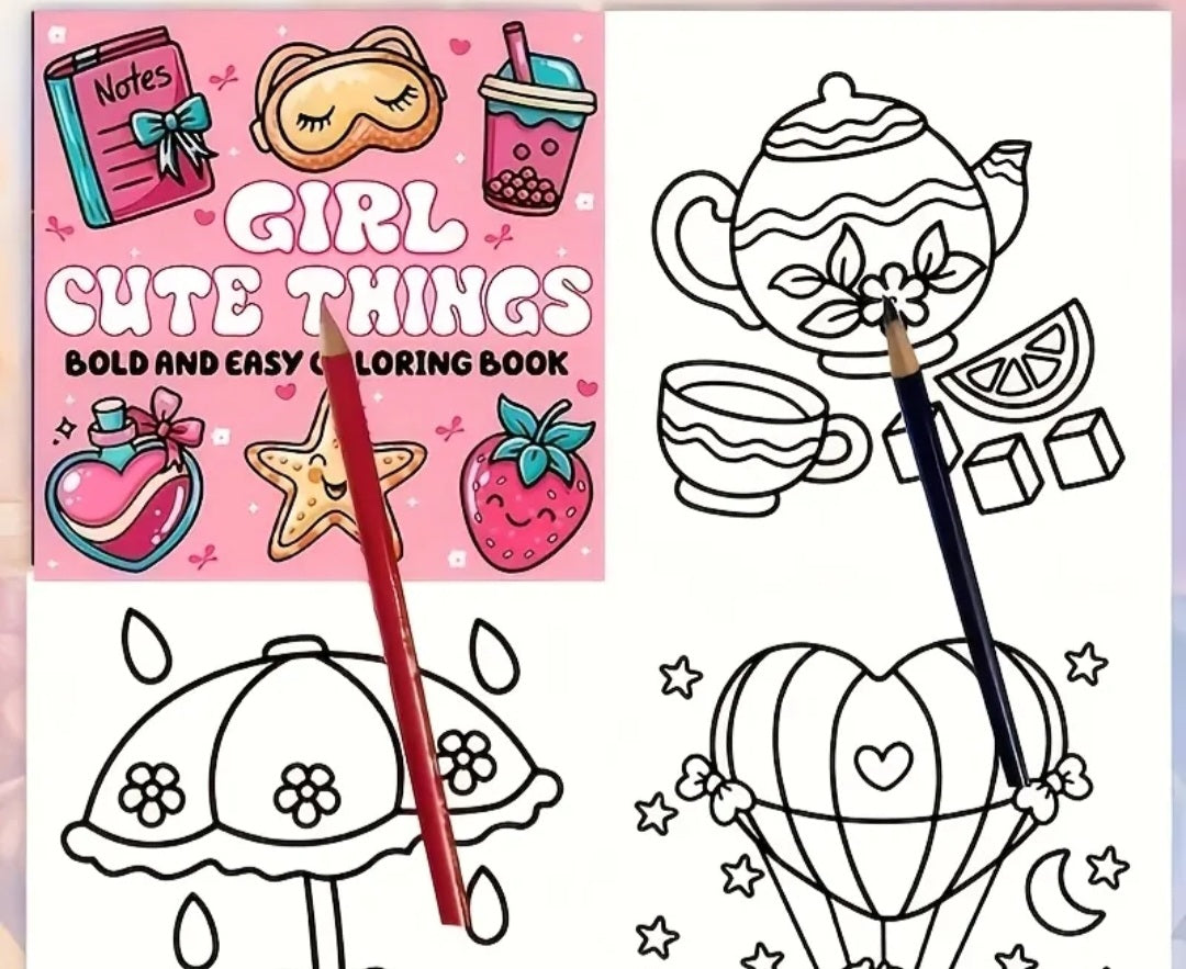 Girl Cute Things Colouring Book
