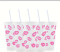 Lip Print Plastic Tumblers & Straw
