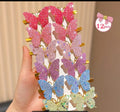 Girls Pink Sparkly Butterfly Hair Clips
