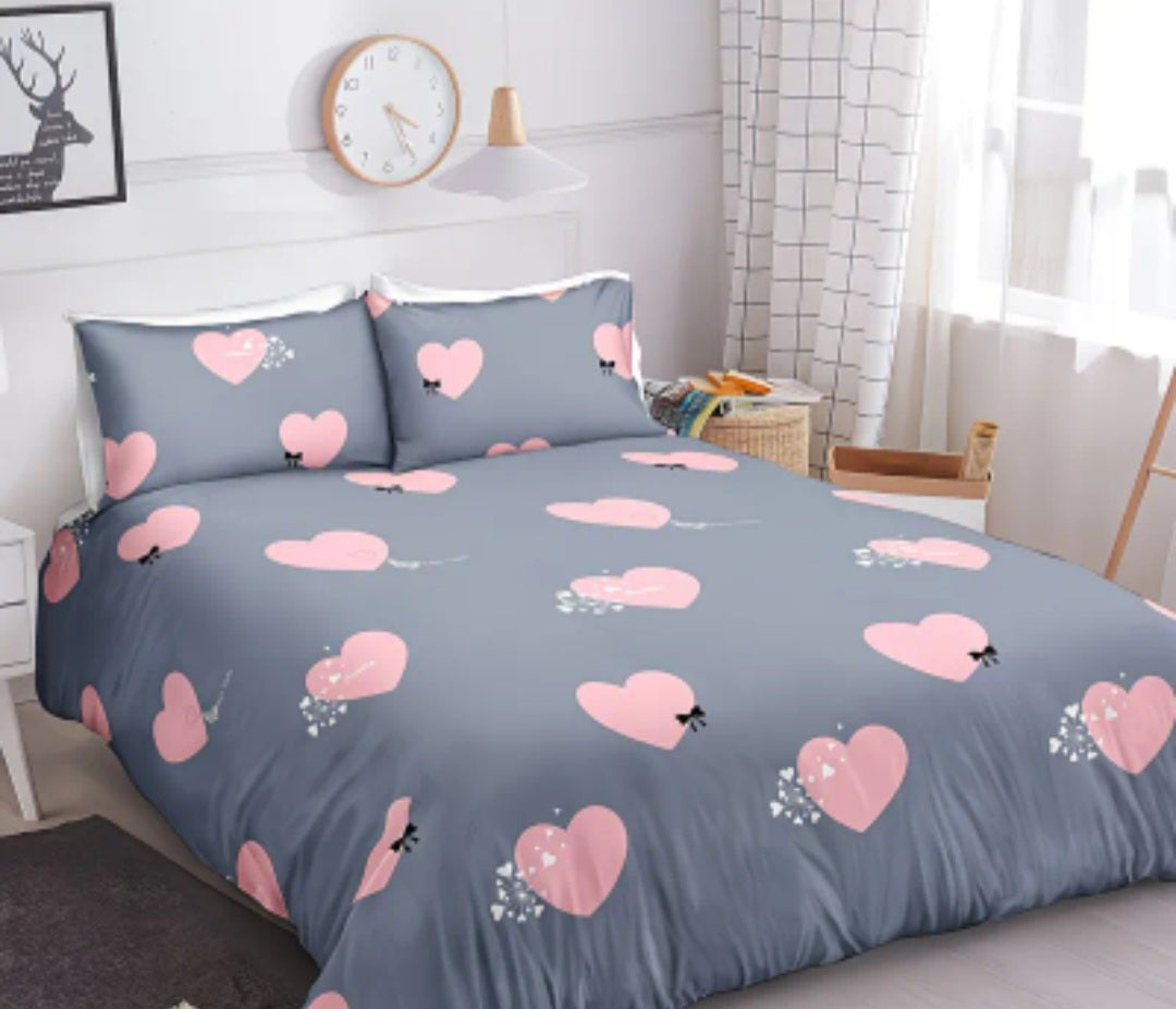 Heart Print Single Bedding Set