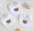Baby Bibs Pack of 3 | White with Brown Bear