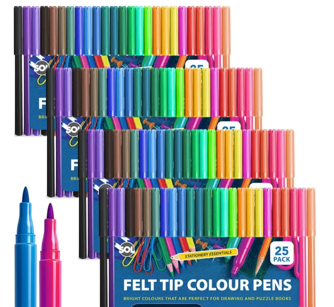 Pack of 2. 25 Felt Tip Pens