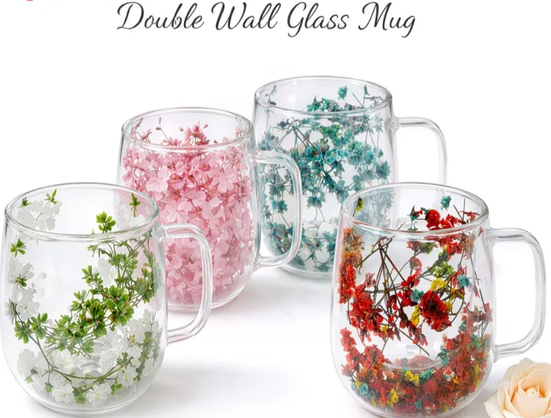 Floral Insulated Clear Flower Mugs