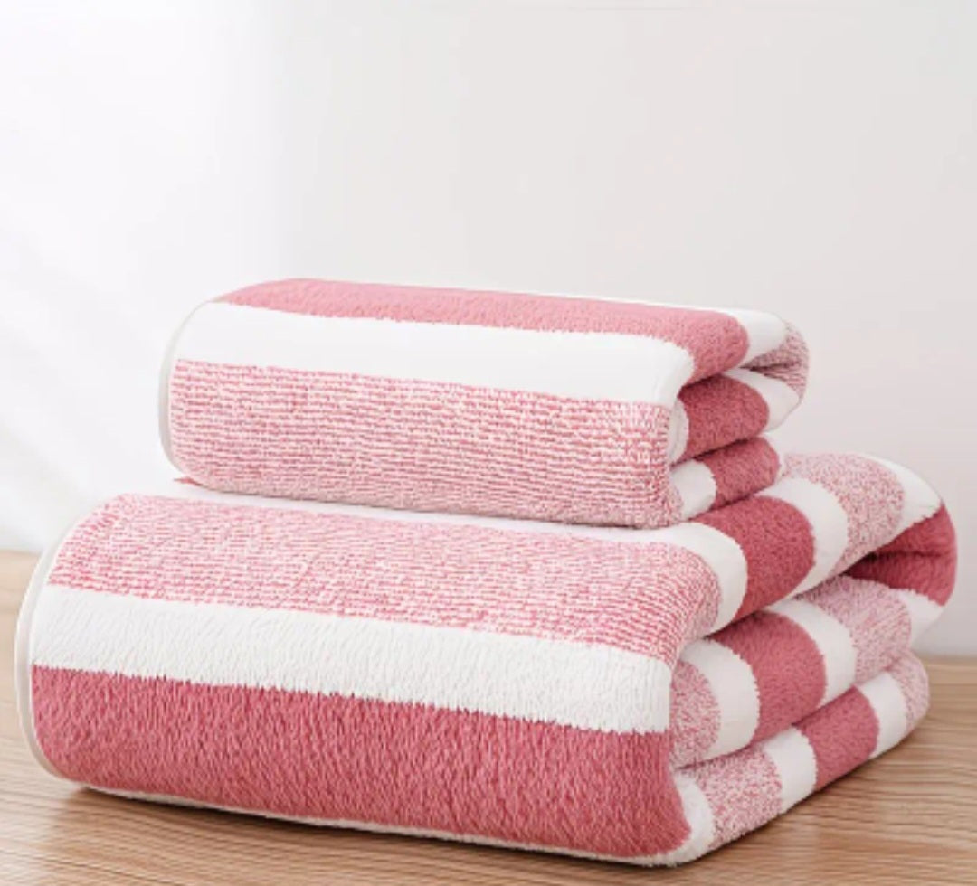 2 Pack Pink Striped Towels