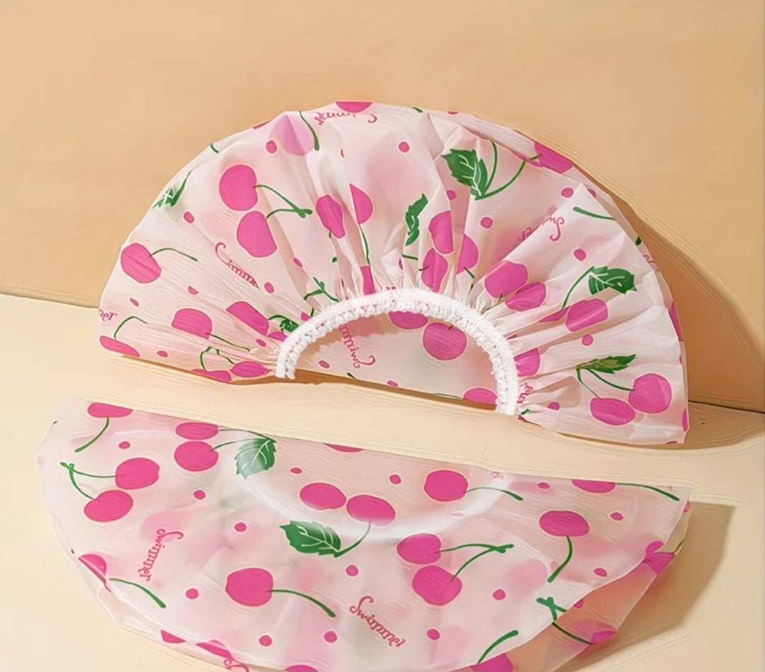 Cherry Print Shower Cap