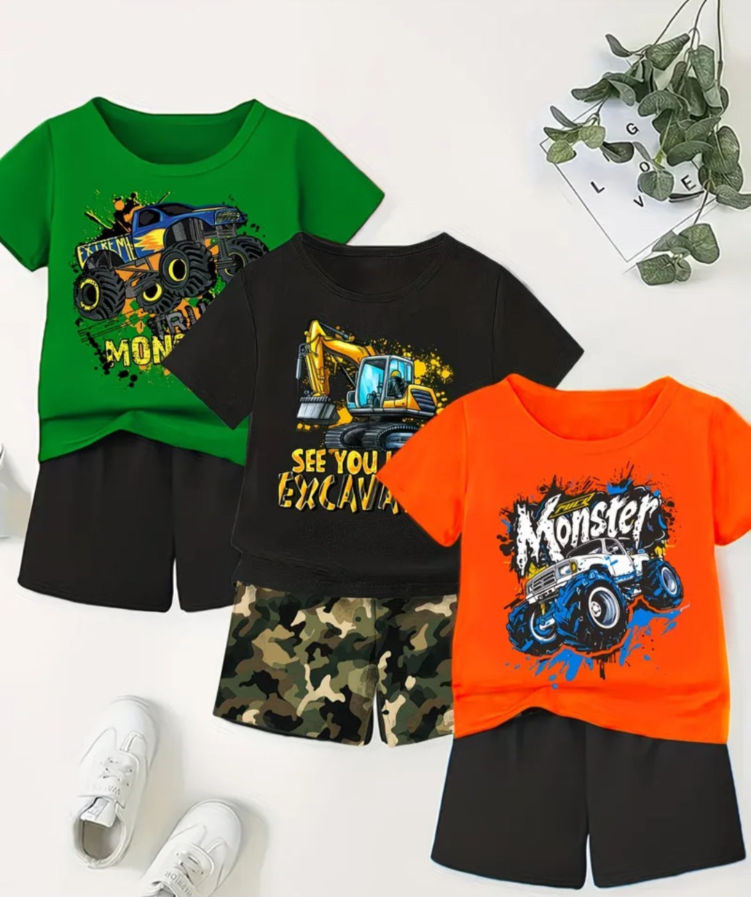Set Of 3 Boys Shorts & T-Shirt