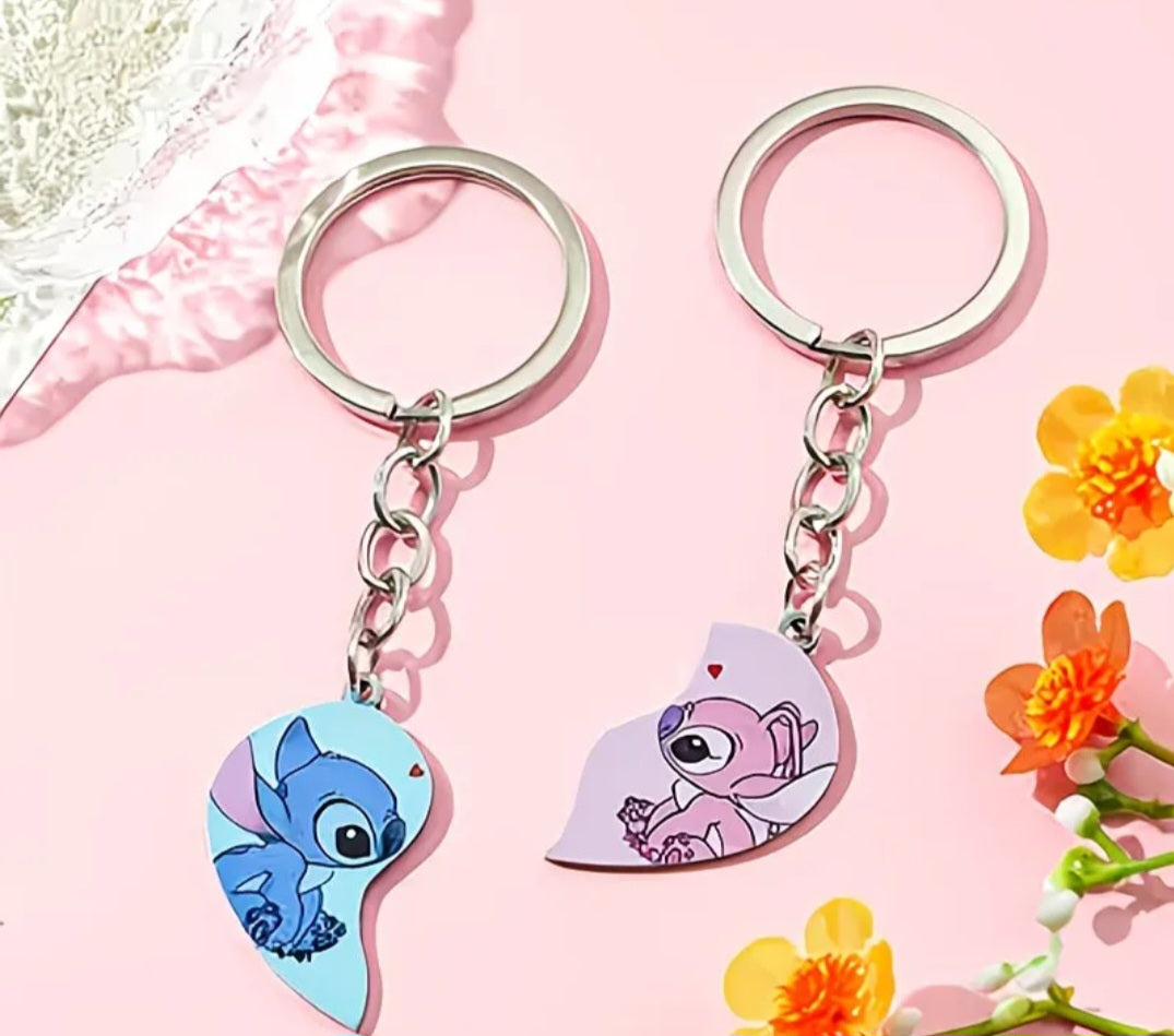 Stitch & Angel 2 Piece Keyring Set