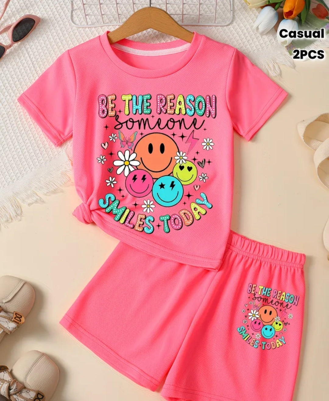 Girls Positive Quote T-Shirt & Shorts Set