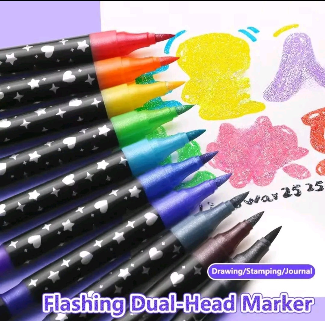 Glitter Dual Markers - Pack of 12