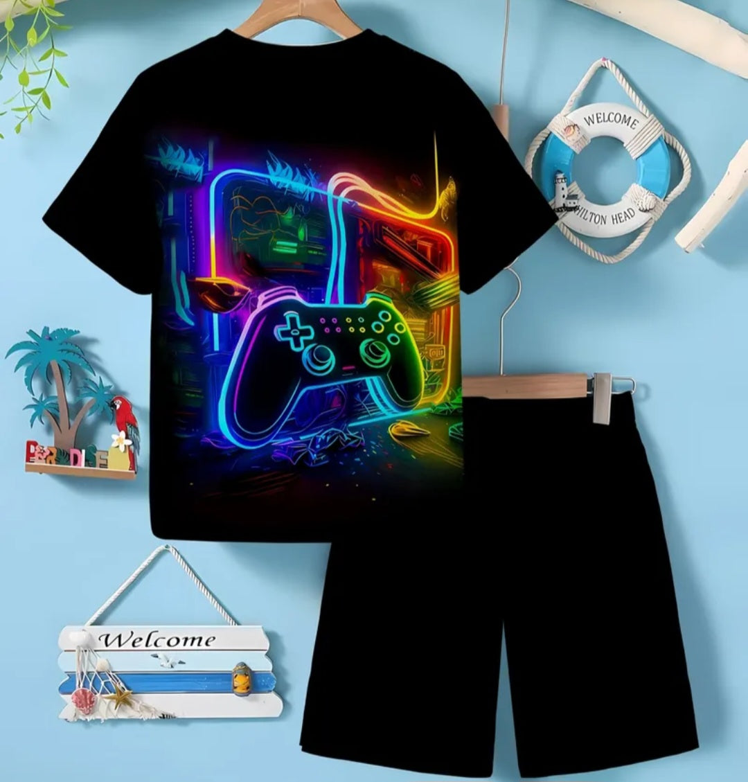 Boys Gamer Top & Shorts Set