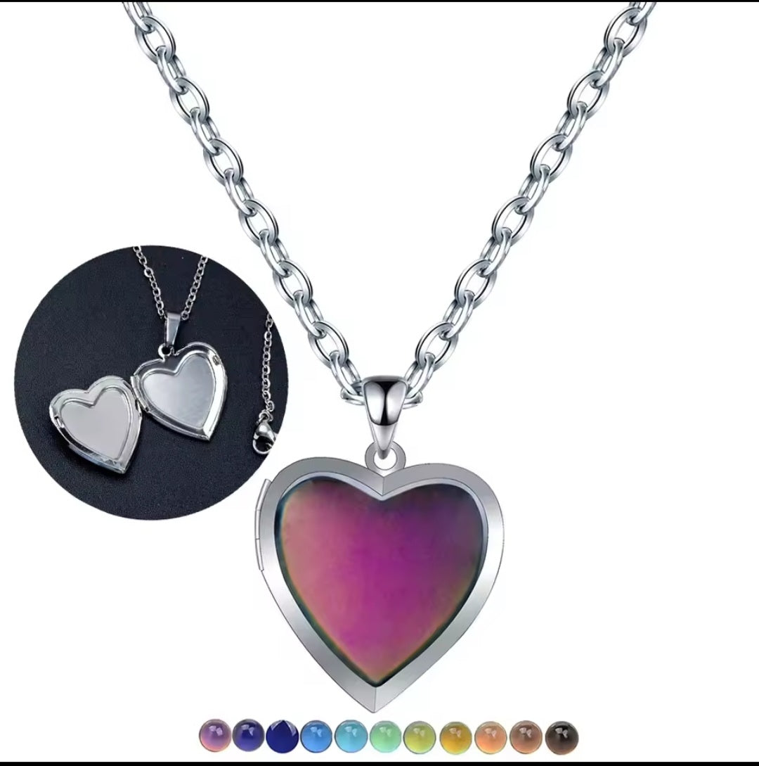 Mood Heart Locket Necklace