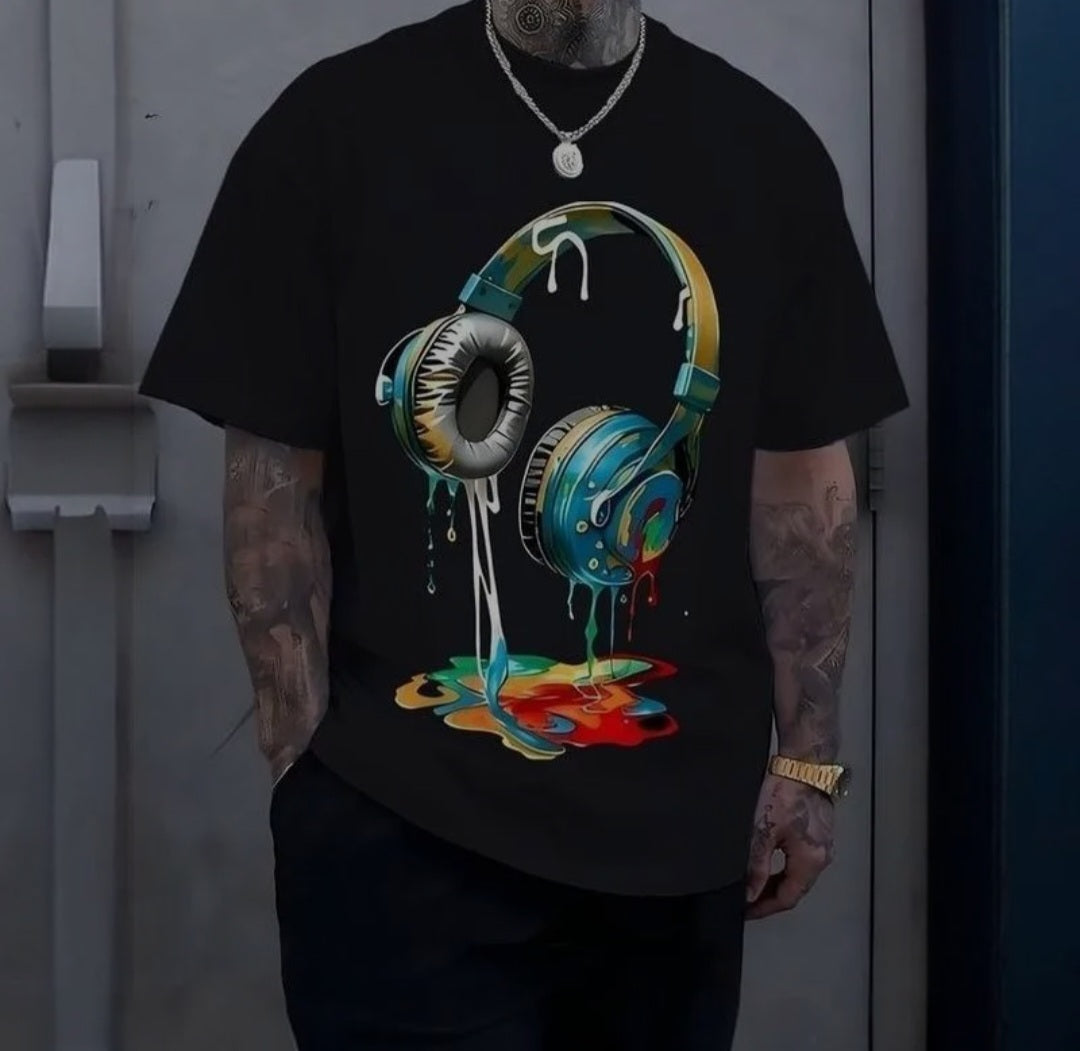 Men's Headphone Print T-Shirt