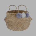 Grey Pom Pom Storage Basket