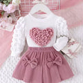Knitted Love Heart Print Outfit