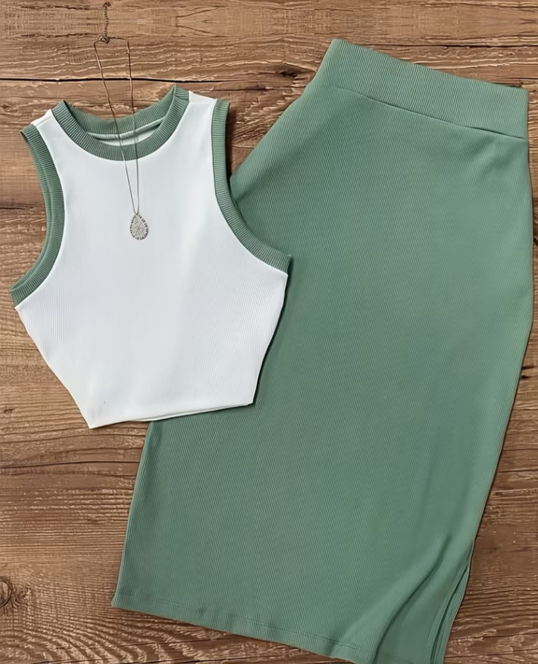 Women's Slim Fit Vest and Skirt Set