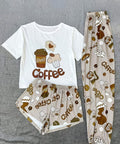 3 Piece Coffee Pyjama Set