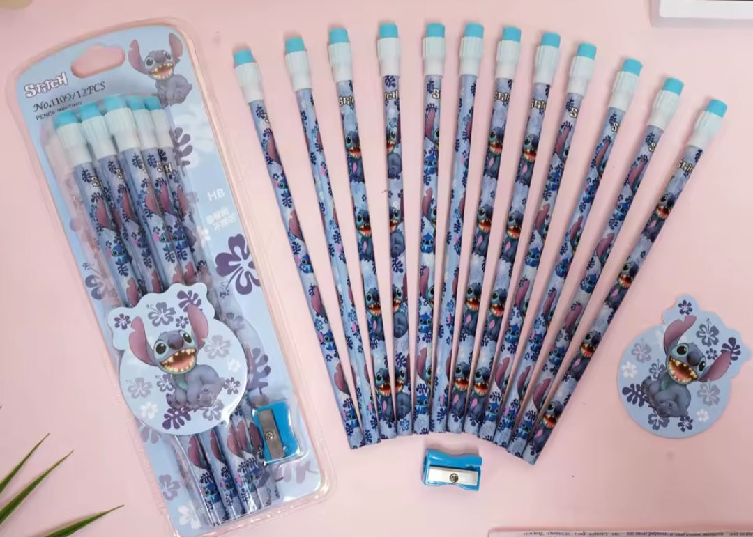 Stitch 12 Pencils with Sharpener