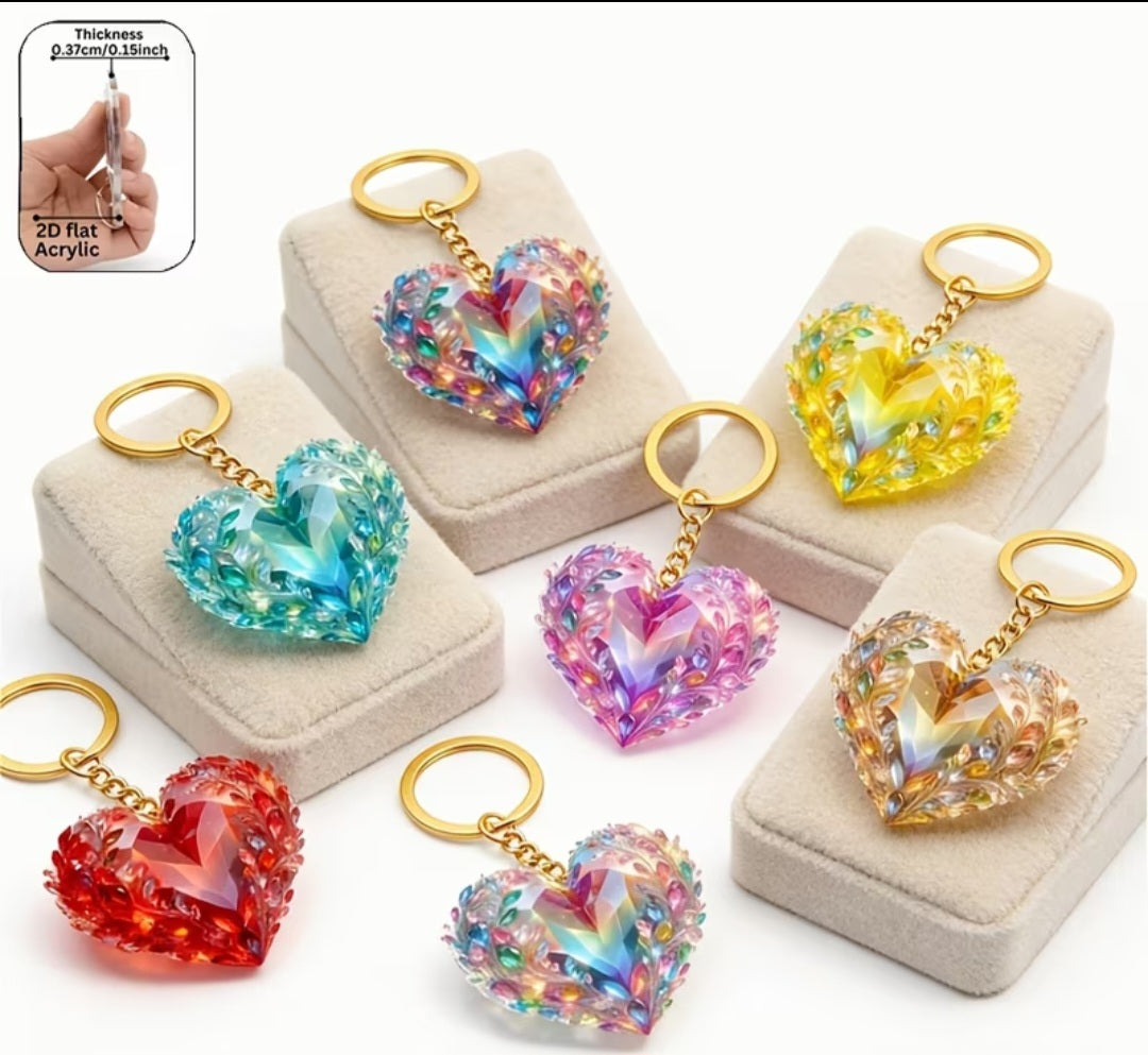 Heart Shaped Gemstone Keyring