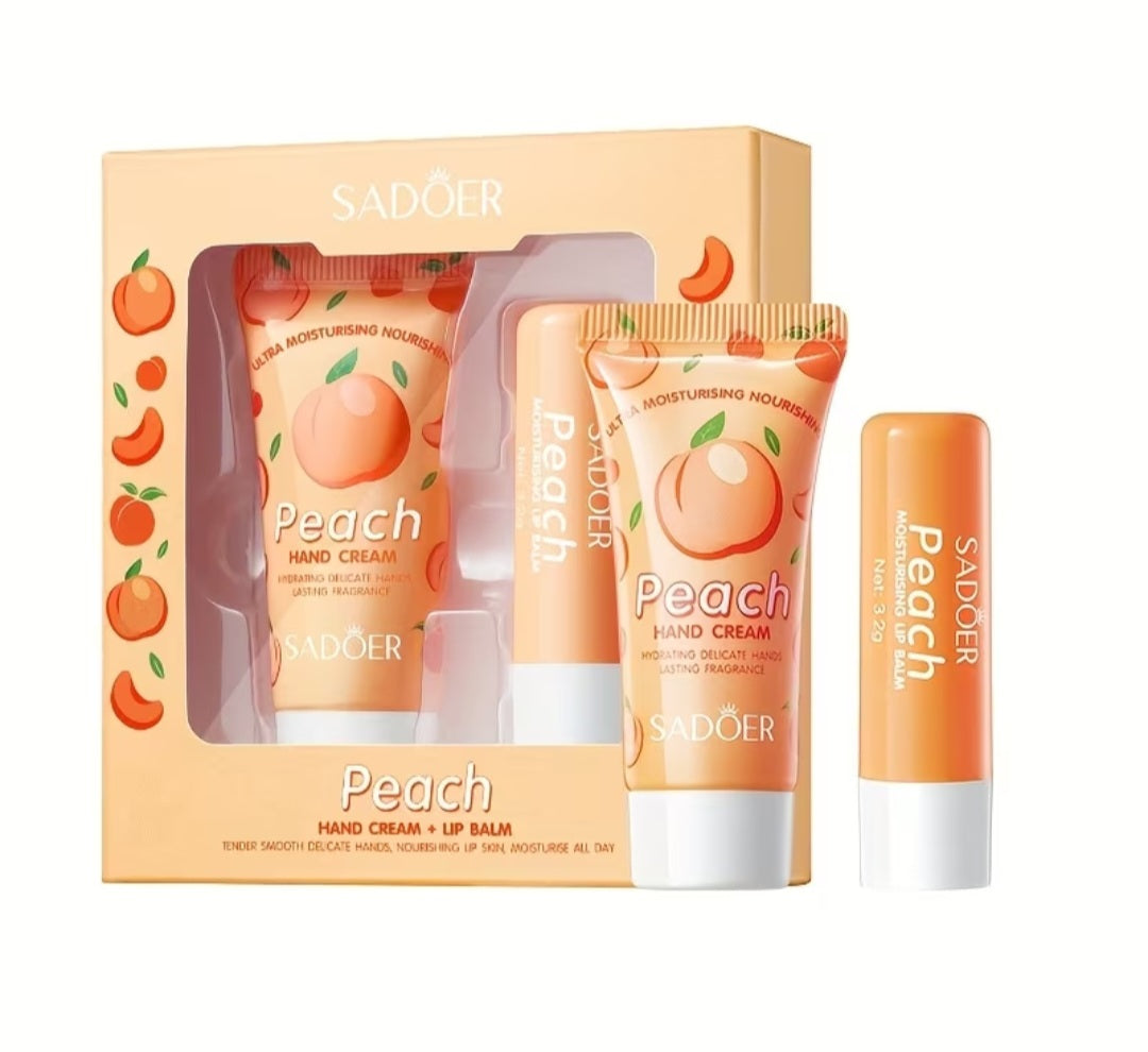 Peach Hand Cream & Lip Balm Set