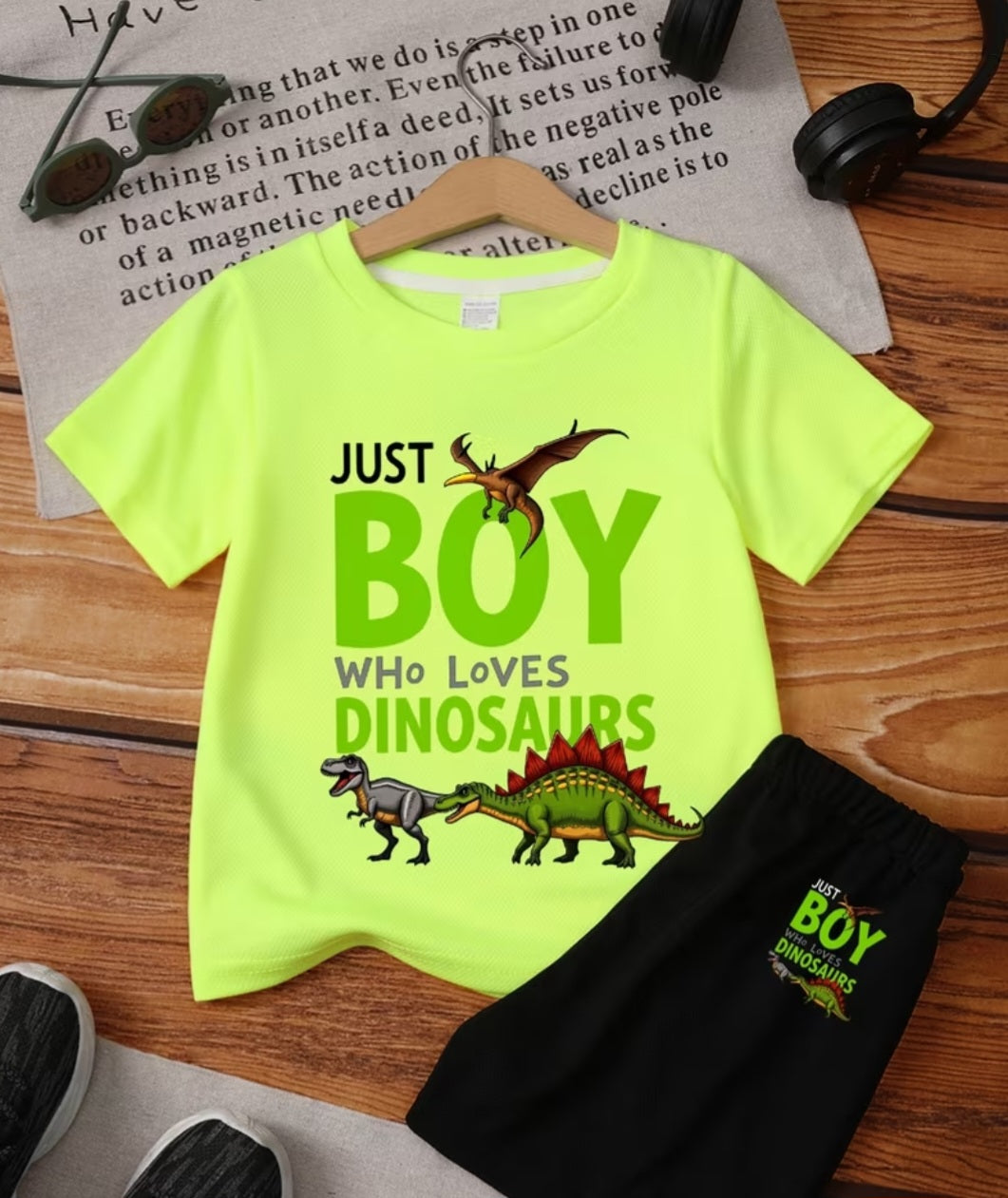 Just A Boy Who Loves Dinosaurs T-Shirt & Shorts Set