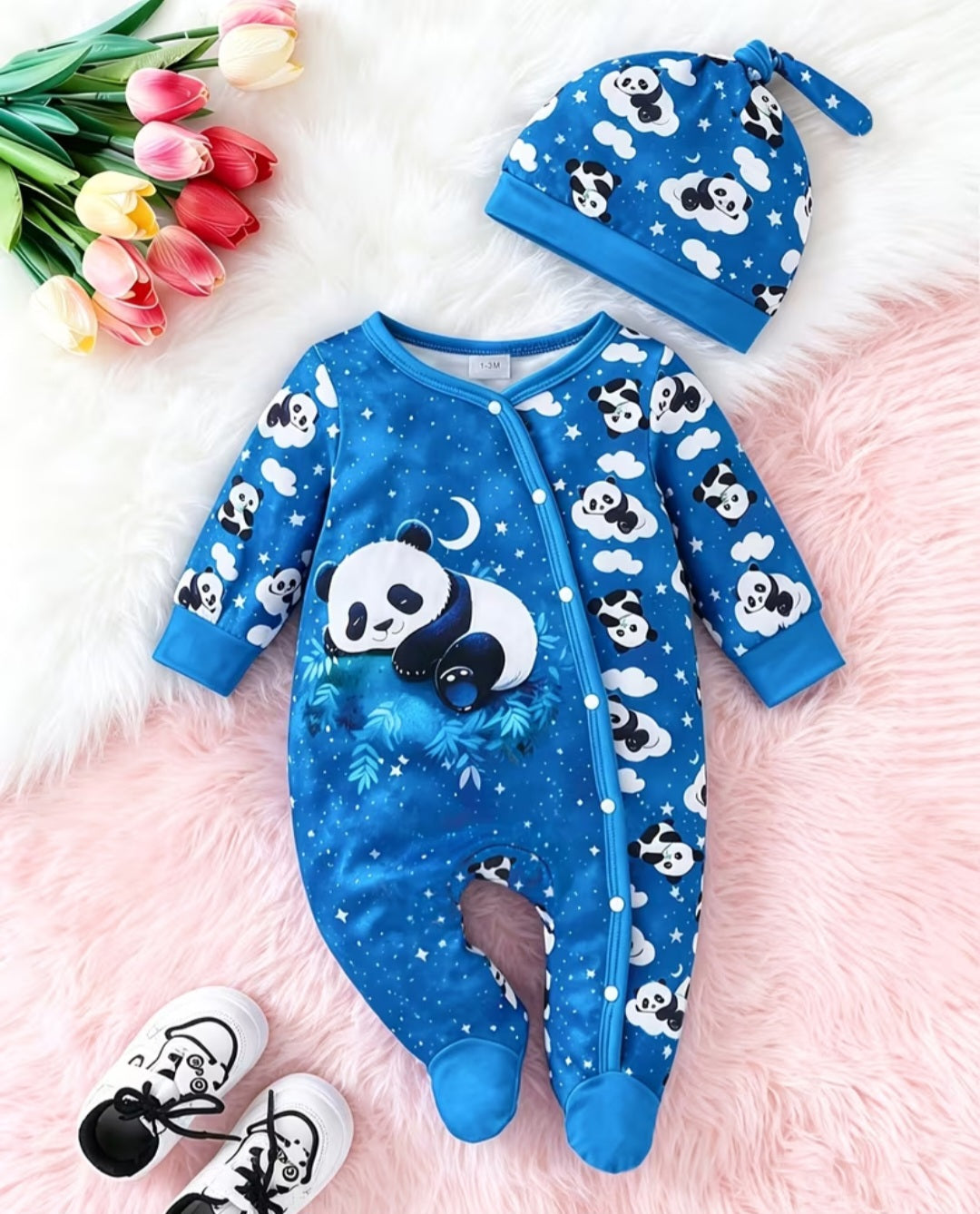 Baby 2 Piece Panda Set - Baby Grow & Hat