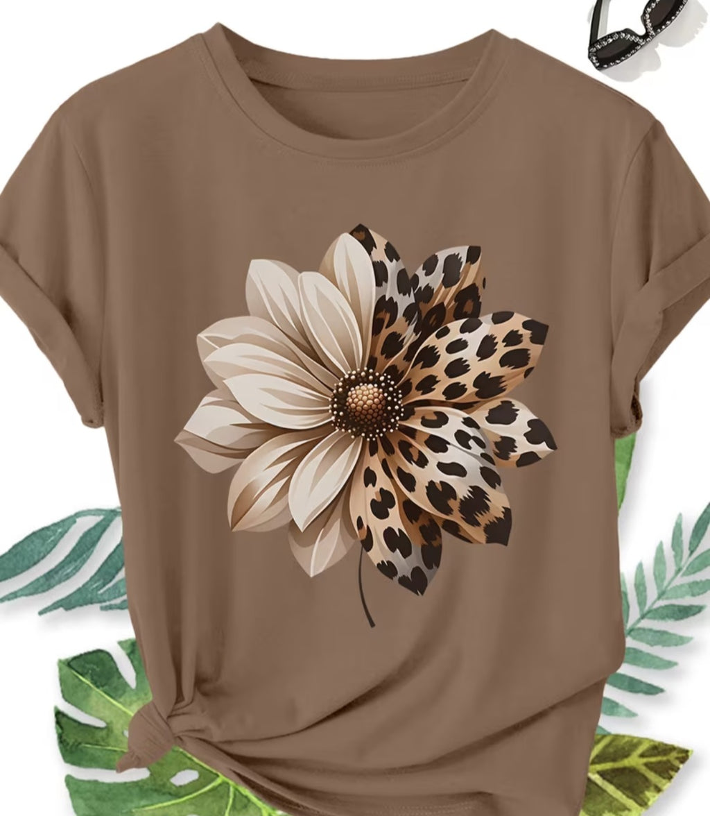 Plus Size Half Leopard Printed Shirt