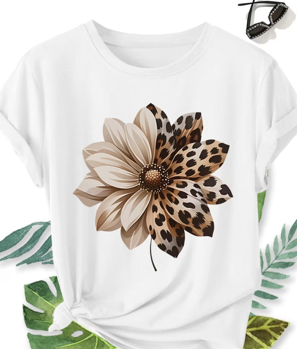 Plus Size Half Leopard Printed Shirt