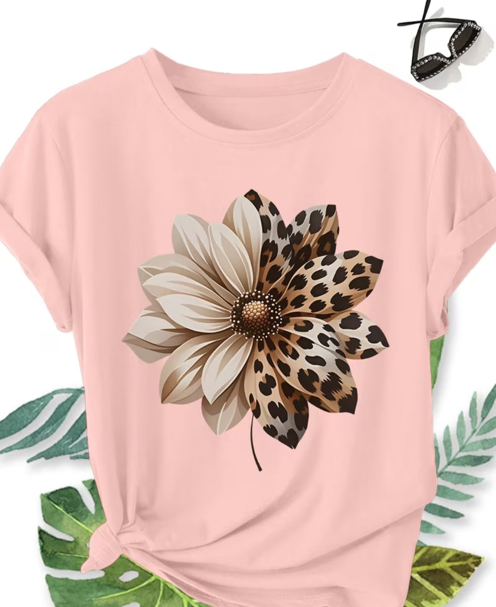 Plus Size Half Leopard Printed Shirt