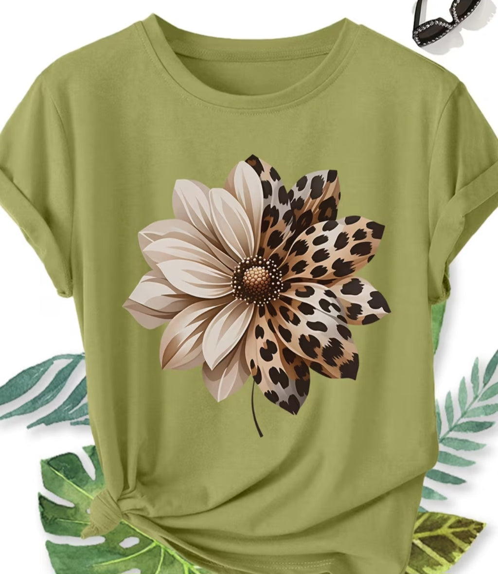Plus Size Half Leopard Printed Shirt